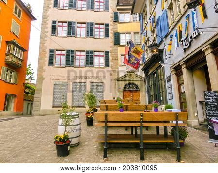 Zurich, Switzerland - May 02, 2017: The city center of Zurich, Switzerland on May 02 2017