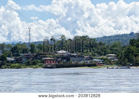 June 6 2017 Puerto Misahualli: the getaway point for Amazon trips seen from the Napo river