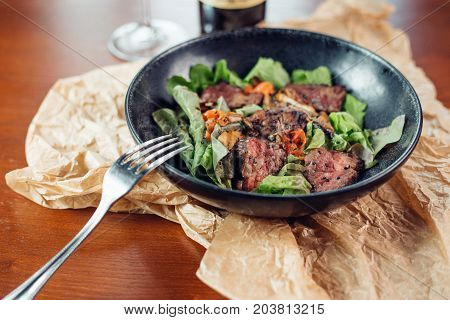 Grilled Pork Ribs On Wooden Board, Shallow Depth Of Field