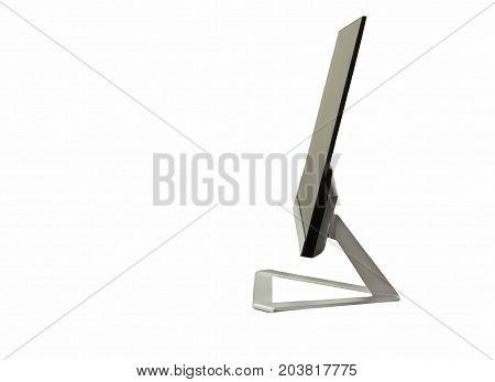 Side view of modern flat computer monitor isolated on white background