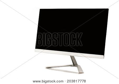 Modern flat computer blank screen monitor isolated on white background