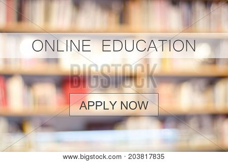Online education banner over blur stdying people background web banner Education E learning technology concept