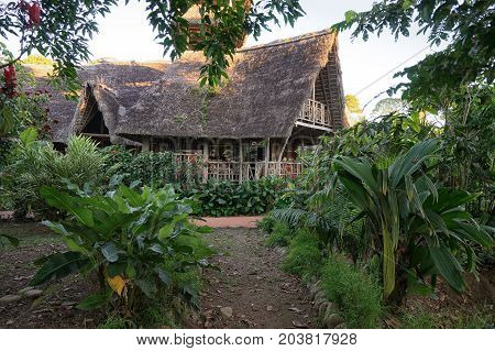 June 6 2017 Puerto Misahualli: eco lodge built from bamboo in the jungle