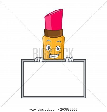Grinning with board lipstick character cartoon style vector illustration