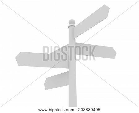 Empty Multidirectional Sign Isolated On White Background . 3D Rendered Illustration