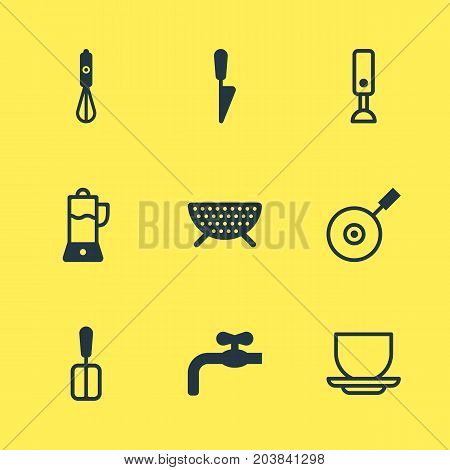 Editable Pack Of Handmixer, Faucet, Coffee Cup Elements.  Vector Illustration Of 9 Cooking Icons.