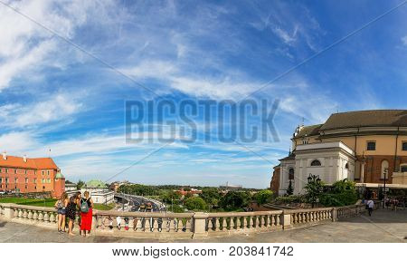 Warsaw, Poland - August 2, 2017: Architecture And People On The Street New World In Warsaw.
