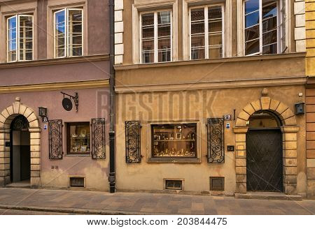 Warsaw, Poland - August 2, 2017: Architecture And People On The Street New World In Warsaw.