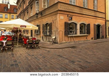 Warsaw, Poland - August 2, 2017: Architecture And People On The Street New World In Warsaw.