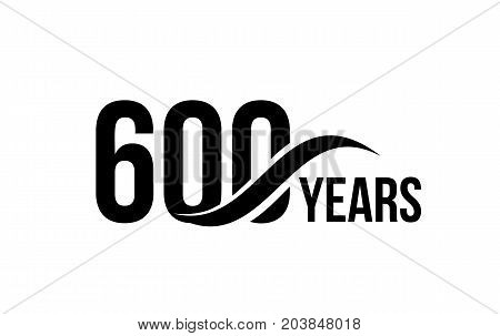 Vector isolated anniversary date logo template for business company birthday icon design element. Six hundred abstract sign. Happy jubilee, 600 years. 600th year