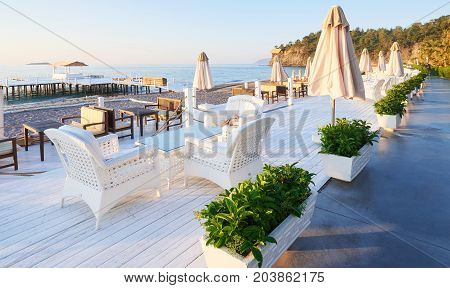Beautiful embankment for walking and sport in Amara Dolce Vita Luxury Hotel. Alanya Turkey