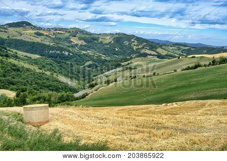 Summer landscape along the road from Maranello to Serramazzoni (Modena Emilia Romagna Italy) at summer