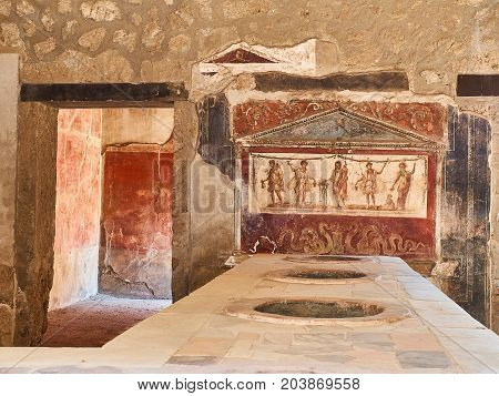 Ruins Of Pompeii, Ancient Roman City. Pompei, Campania. Italy.