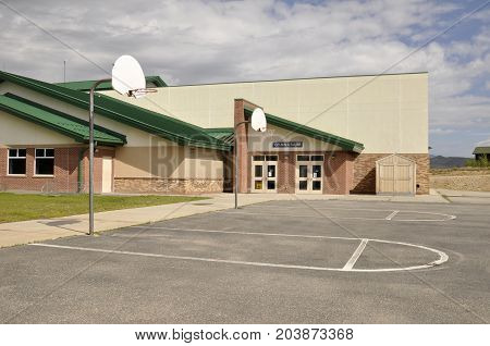 gym entrance for a modern elementary school in Granby Colorado