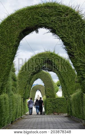 May 16 2017 Tulcan Ecuador: the extensive topiary of the local cemetery is a very popular tourist destination
