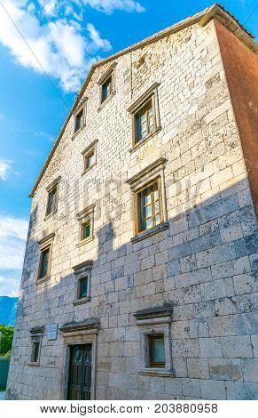 The medieval house stands on the coast of the Boka-Kotorska bay in the town of Prcanj.