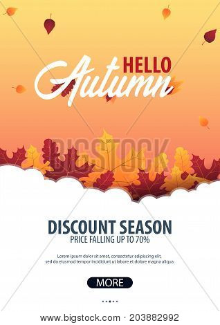 Autumn Background With Leaves For Shopping Sale Or Promo Poster And Frame Leaflet Or Web Banner. Vec