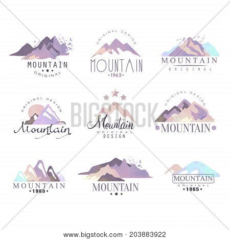 Mountain original logo design since 1965 year watercolor vector Illustrations set on a white background
