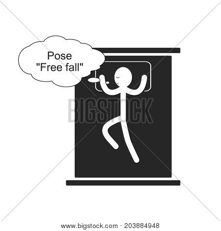 Pose Free fall for sleep, vector illustration