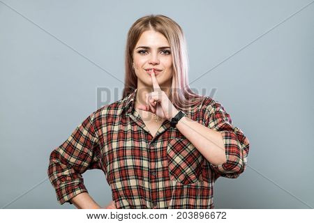 Girl With Shh Sign