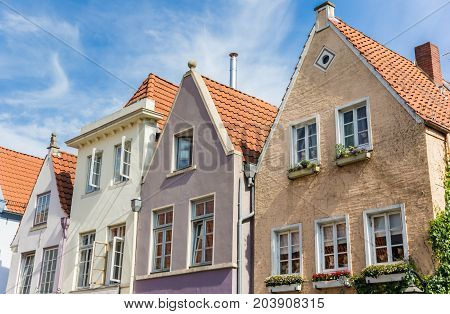 Colorful houses in the historic Schnoor district of Bremen Germany