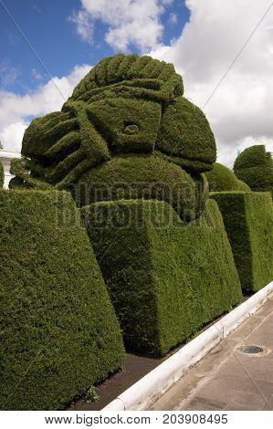 May 16 2017 Tulcan Ecuador: elaborate topiary in the high altitude border town famous cemetery