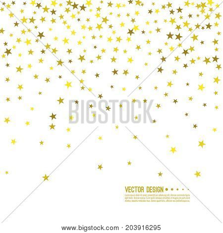 Falling gold stars. Abstract vector background with starry. The template for festivals, holiday and anniversary cards. Wallpaper. Starfall.