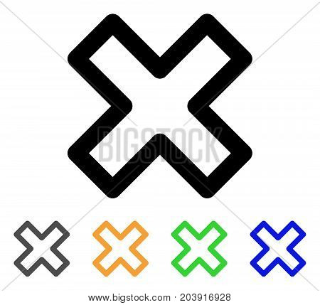 Delete X-Cross icon. Vector illustration style is a flat line iconic delete x-cross symbol with black, gray, green, blue, yellow color versions. Designed for web and software interfaces.