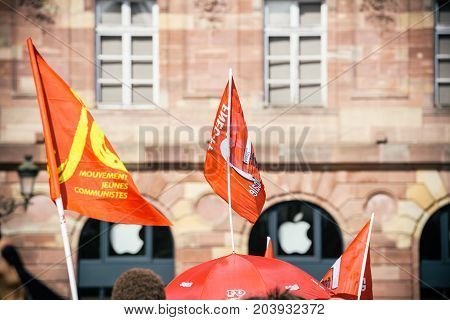 Political March During A French Nationwide Day Against Macrow Labor Law
