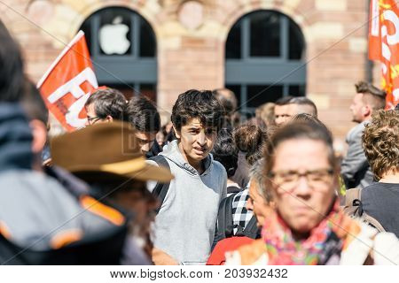 Place Kleber Political March During A French Nationwide Day Against Macrow Labor Law