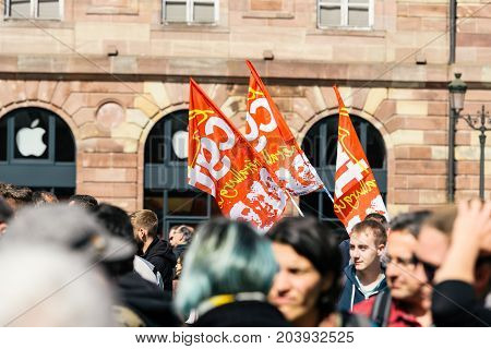 Place Kleber Political March During A French Nationwide Day Against Macrow Labor Law