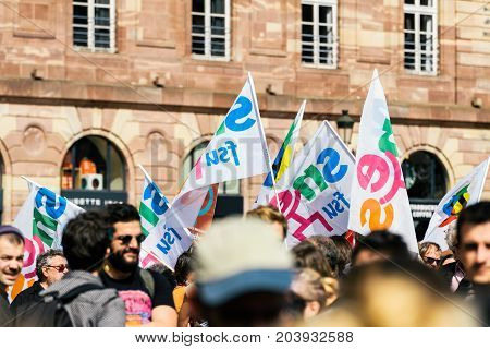 Place Kleber Political March During A French Nationwide Day Against Macrow Labor Law
