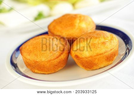 Tasty homemade salty cupcakes, Balkan bread from corn, Proja