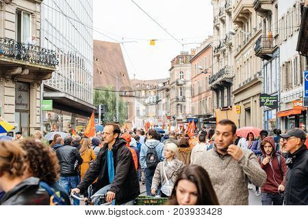 Political March During A French Nationwide Day Against Macrow Labor Law