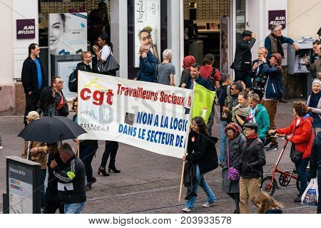 Protest France Political March During A French Nationwide Day Against Macrow Labor Law