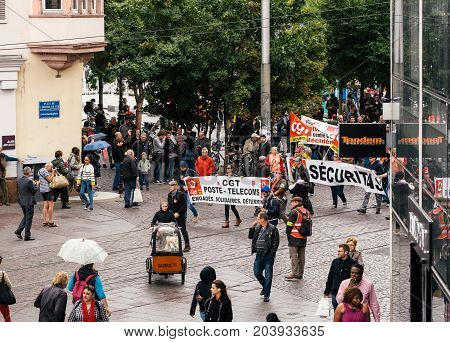 Protest France Political March During A French Nationwide Day Against Macrow Labor Law
