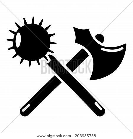 Medieval axe and mace icon. Simple illustration of medieval axe and mace vector icon for web design