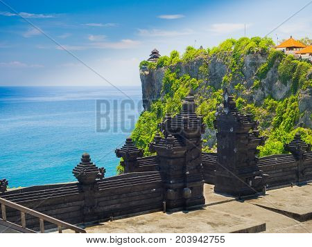BALI, INDONESIA - MARCH 11, 2017: Entrance of an Indu temple in Ubud, in the island of Bali, located in Indonesia.