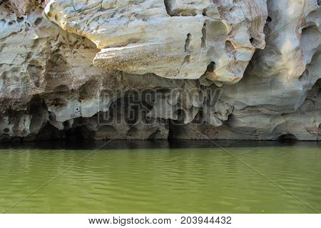 Rock wall in Geike Gorge, Western Australia.