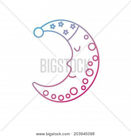 line bauty moon in th sky with sleep hat design vector illustration