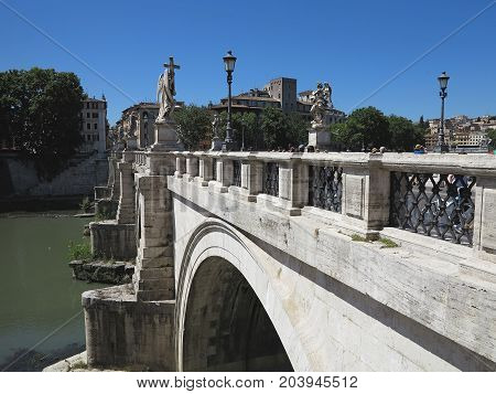 19.06.2017 Roma Italy: Sant' Angelo Bridge to the Mausoleum of Hadrian