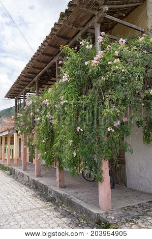 March 12 2017 Vilcabamba Ecuador: colonial architecture in the remote indigenous town known for longevity