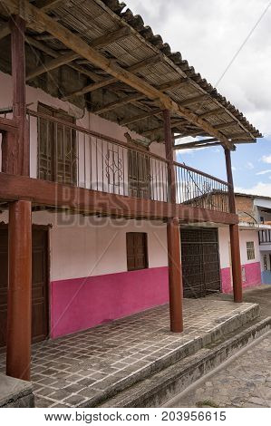 March 12 2017 Vilcabamba Ecuador: old rustic architecture all through the popular tourist destination town