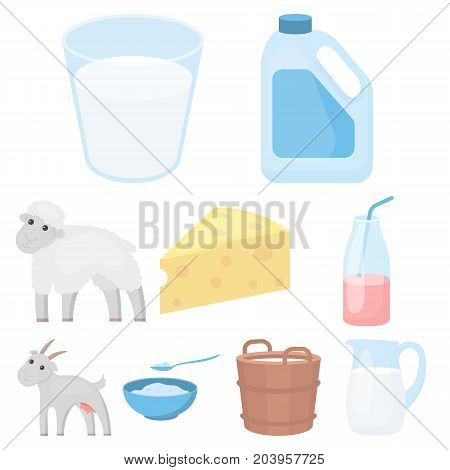 Milk set icons in cartoon style. Big collection of milk vector symbol stock
