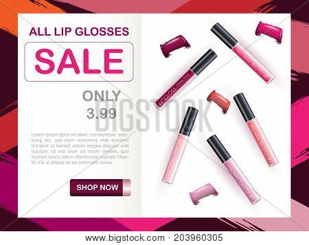 Vector Lipgloss Package Design on Advertising Poster