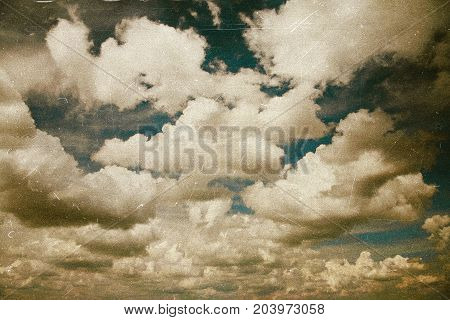 Retro film effect image of cloudy sky