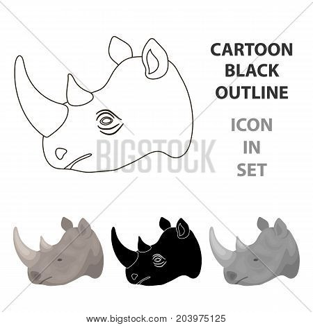 Rhinoceros icon in cartoon design isolated on white background. Realistic animals symbol stock vector illustration.