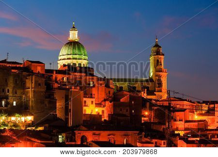 Night Ragusa Town View, Sicily, Italy