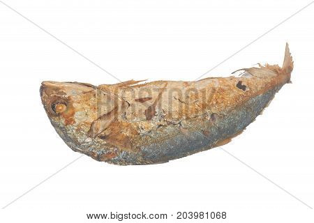 the Fried big Mackerel isolate on white