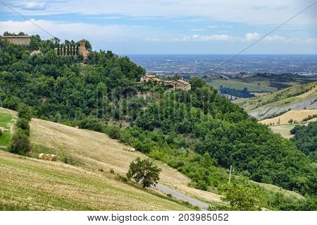 Summer landscape along the road from Maranello to Serramazzoni (Modena Emilia Romagna Italy) at summer